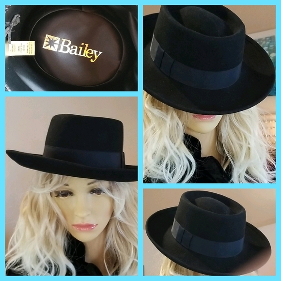 Vintage Accessories - BAILEY Black COOL Wool WESTERN Stiff BRIM Hat